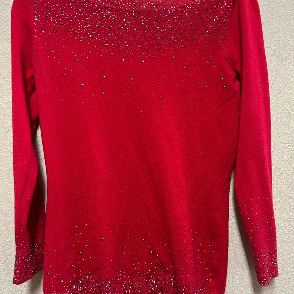 Olivers Red Long Sleeve Top with Rhinestone Details